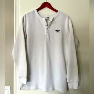 PINK OVERSIZED WHITE L/S THERMAL TOP